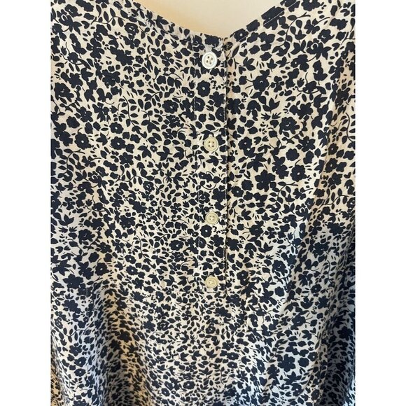 Gap Sun Dress Navy white Floral XL Adj straps rouched vneck button up beach boho - Picture 5 of 5